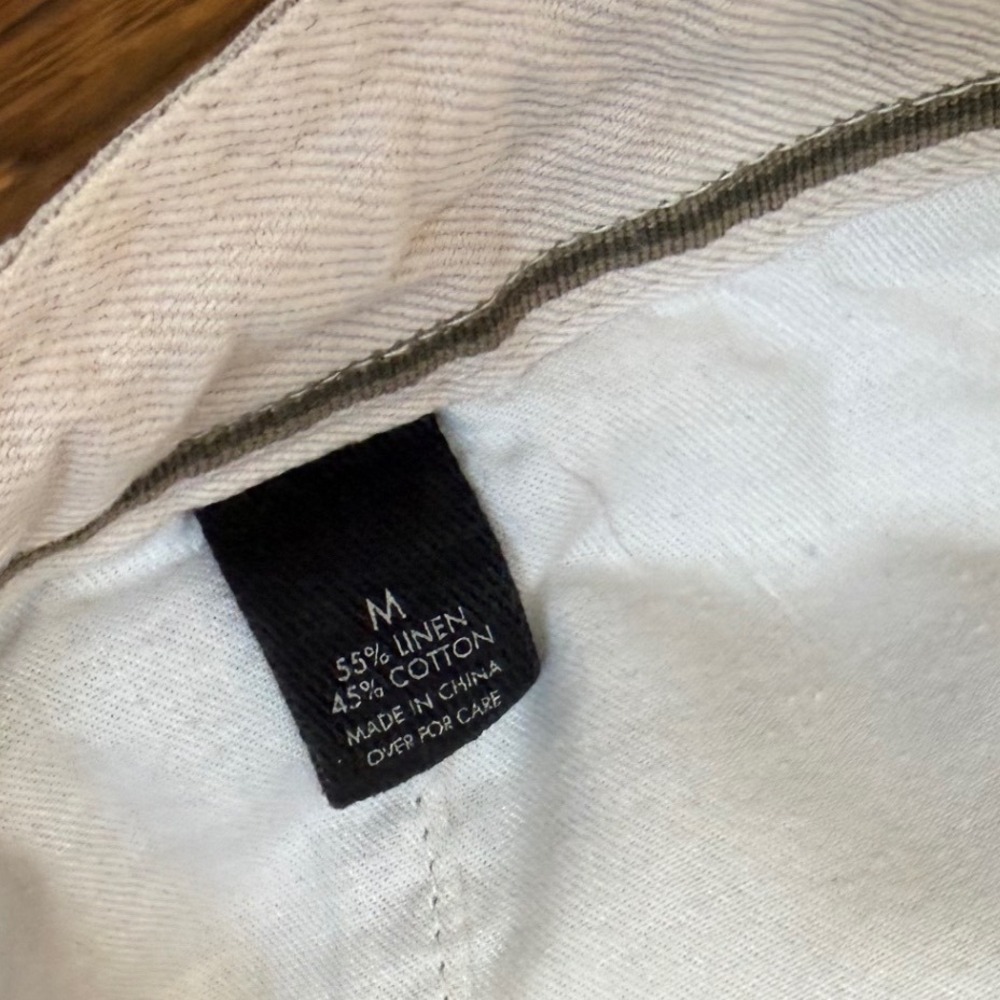 Express Linen Cotton Blend Wide Leg Drawstring Pants Tan Beige Womens Medium - Picture 3 of 8
